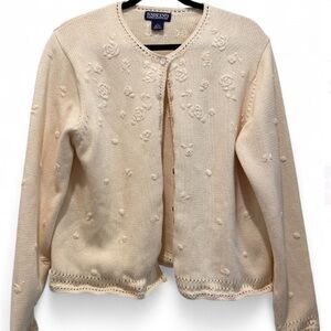 Vintage Lands Ends Cream Textured Women's Sweater